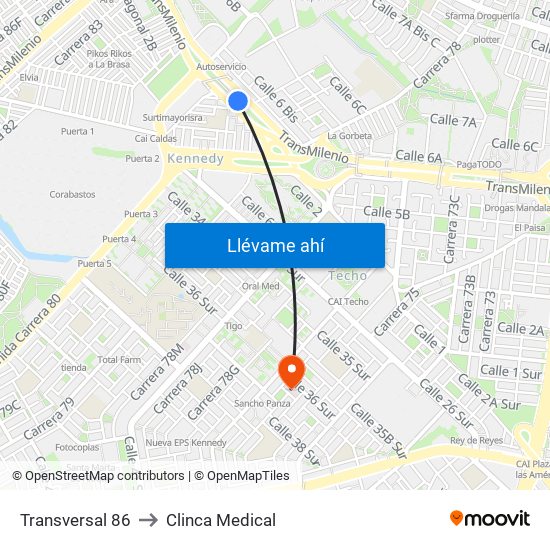 Transversal 86 to Clinca Medical map