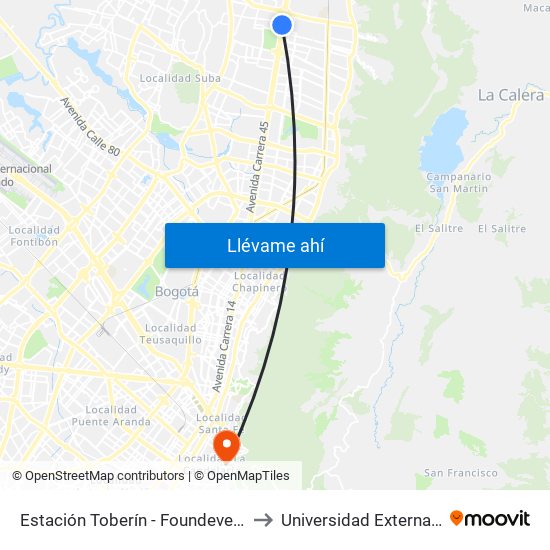 Estación Toberín - Foundever (Auto Norte - Cl 166) to Universidad Externado De Colombia map