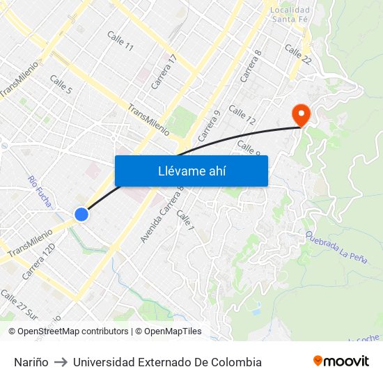 Nariño to Universidad Externado De Colombia map