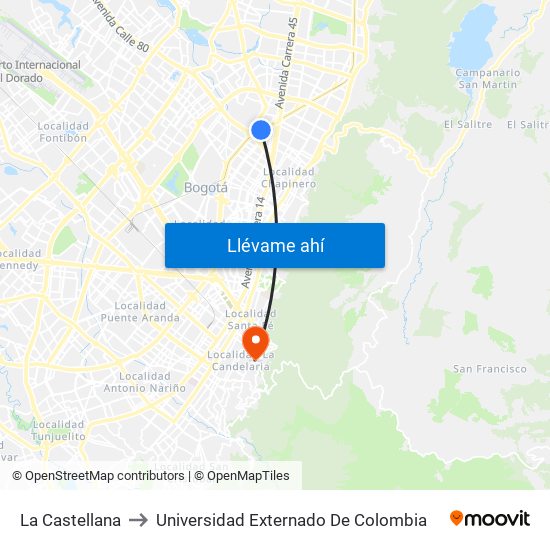 La Castellana to Universidad Externado De Colombia map