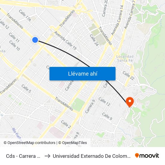 Cds - Carrera 32 to Universidad Externado De Colombia map