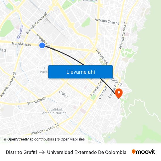 Distrito Grafiti to Universidad Externado De Colombia map