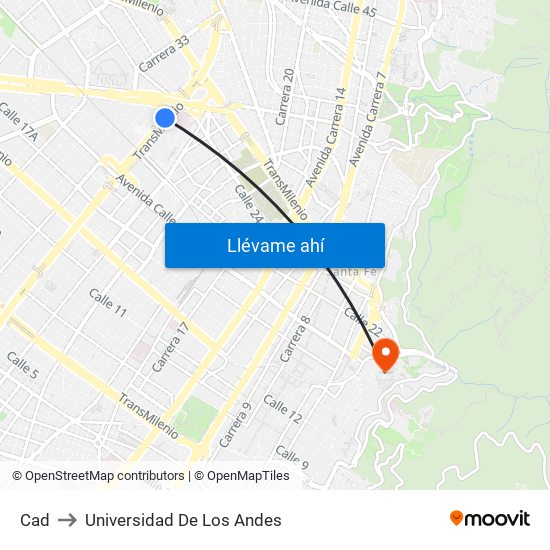 Cad to Universidad De Los Andes map
