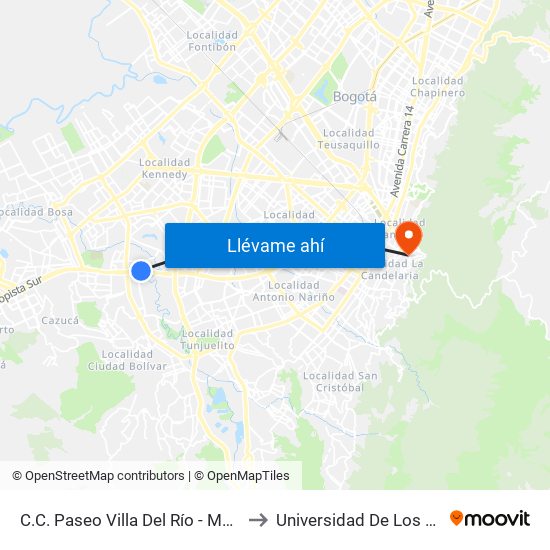 C.C. Paseo Villa Del Río - Madelena to Universidad De Los Andes map