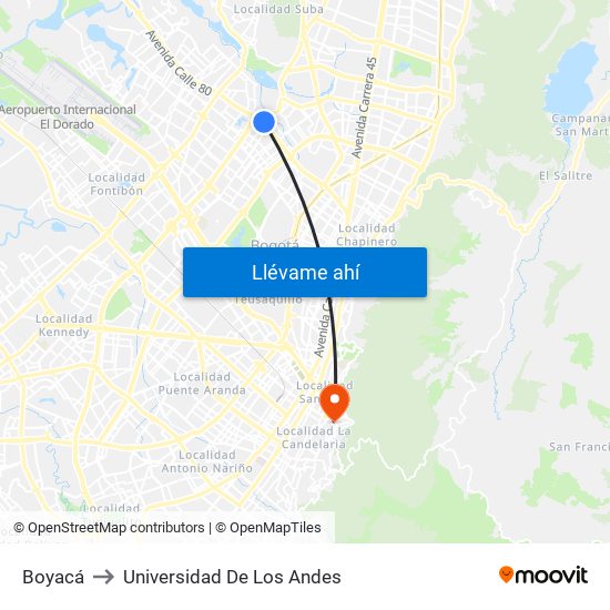 Boyacá to Universidad De Los Andes map