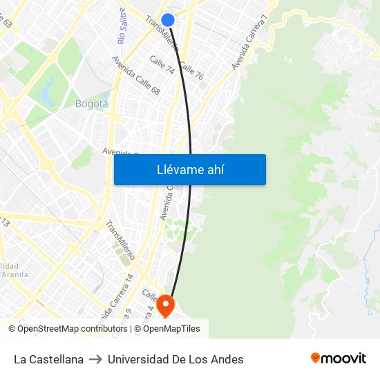 La Castellana to Universidad De Los Andes map