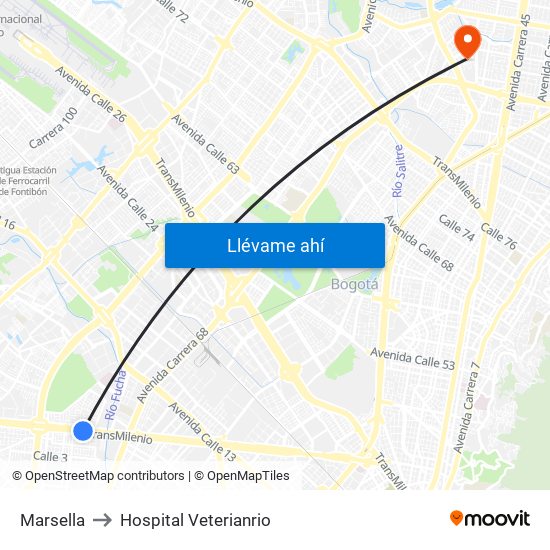 Marsella to Hospital Veterianrio map