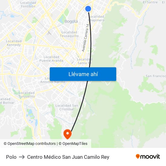 Polo to Centro Médico San Juan Camilo Rey map
