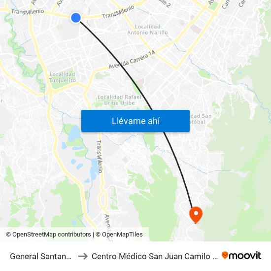 General Santander to Centro Médico San Juan Camilo Rey map