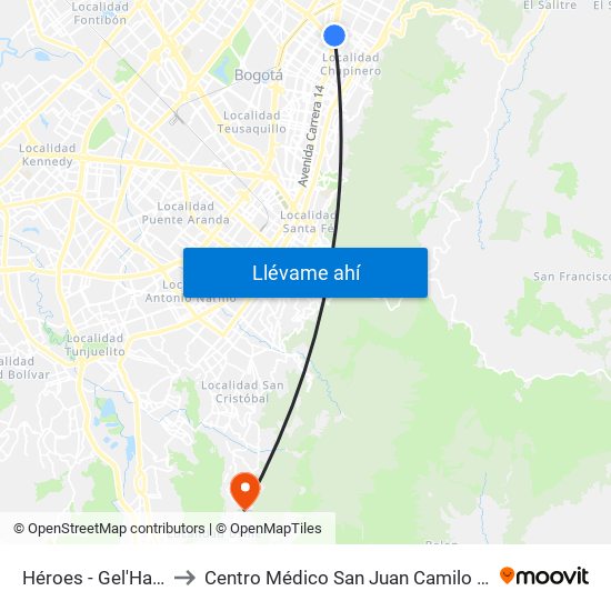 Héroes - Gel'Hada to Centro Médico San Juan Camilo Rey map