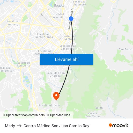 Marly to Centro Médico San Juan Camilo Rey map