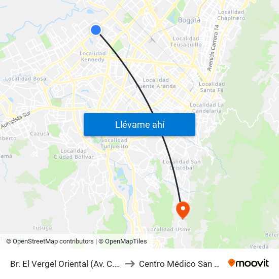 Br. El Vergel Oriental (Av. C. De Cali - Cl 10b) (A) to Centro Médico San Juan Camilo Rey map