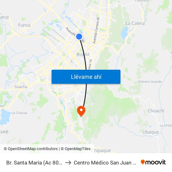 Br. Santa María (Ac 80 - Kr 73b) to Centro Médico San Juan Camilo Rey map