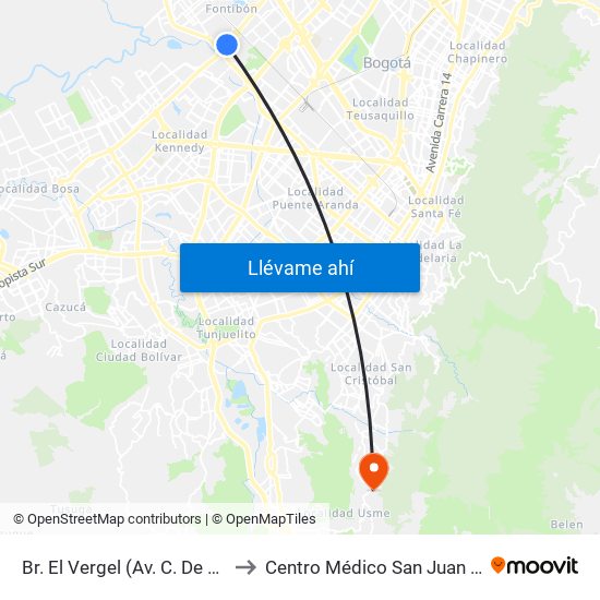 Br. El Vergel (Av. C. De Cali - Cl 18) to Centro Médico San Juan Camilo Rey map