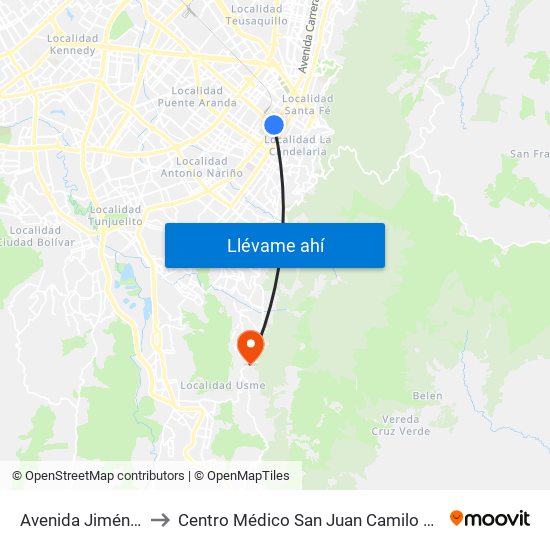 Avenida Jiménez to Centro Médico San Juan Camilo Rey map