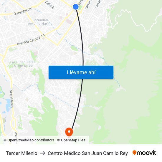 Tercer Milenio to Centro Médico San Juan Camilo Rey map