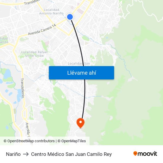 Nariño to Centro Médico San Juan Camilo Rey map