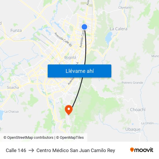 Calle 146 to Centro Médico San Juan Camilo Rey map