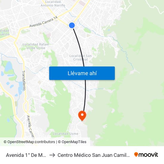 Avenida 1° De Mayo to Centro Médico San Juan Camilo Rey map