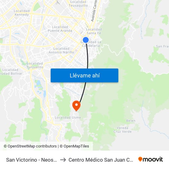 San Victorino - Neos Centro to Centro Médico San Juan Camilo Rey map