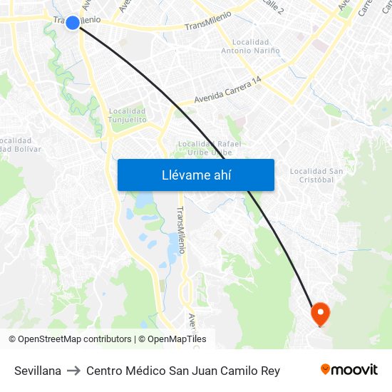 Sevillana to Centro Médico San Juan Camilo Rey map