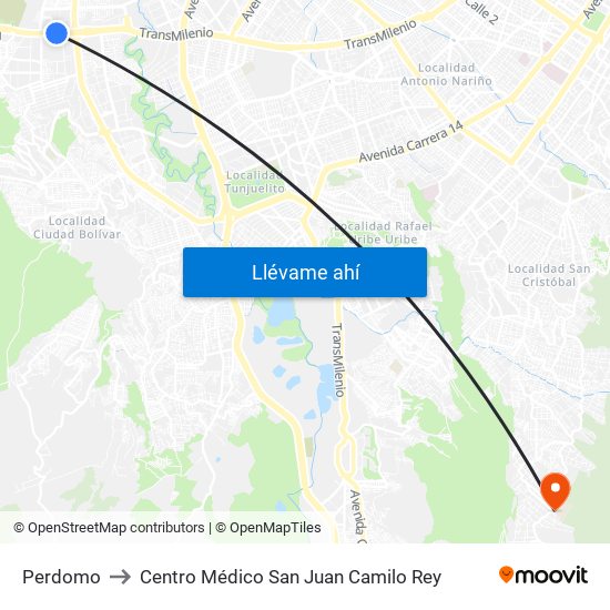 Perdomo to Centro Médico San Juan Camilo Rey map