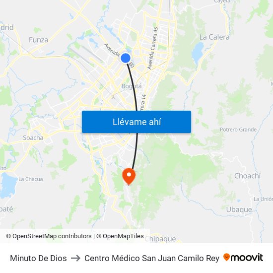 Minuto De Dios to Centro Médico San Juan Camilo Rey map