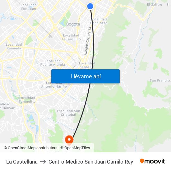 La Castellana to Centro Médico San Juan Camilo Rey map