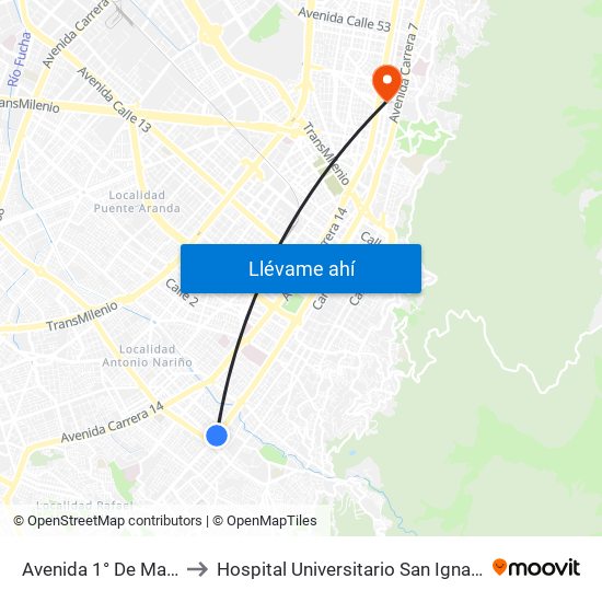 Avenida 1° De Mayo to Hospital Universitario San Ignacio map