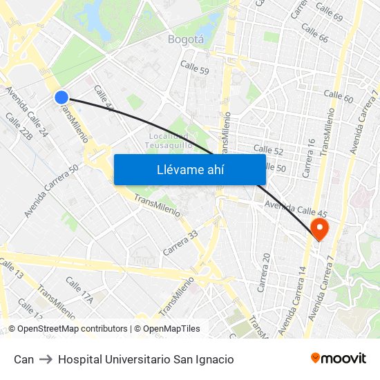 Can to Hospital Universitario San Ignacio map