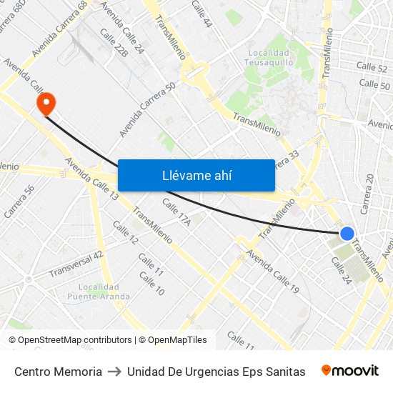 Centro Memoria to Unidad De Urgencias Eps Sanitas map