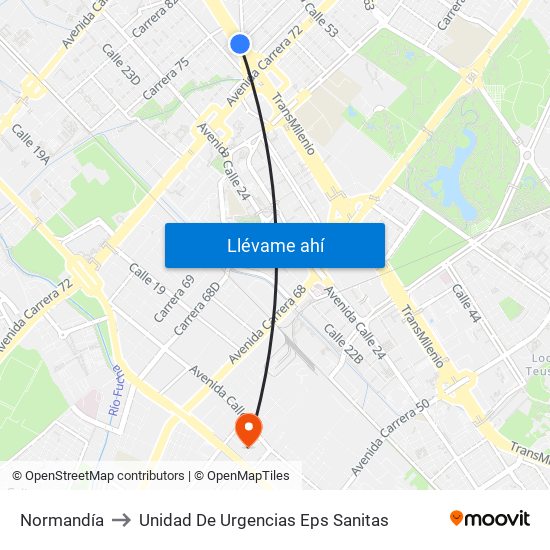 Normandía to Unidad De Urgencias Eps Sanitas map