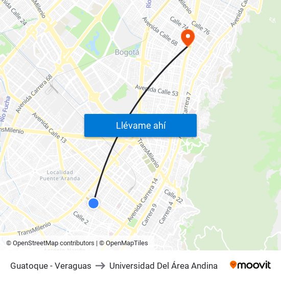 Guatoque - Veraguas to Universidad Del Área Andina map