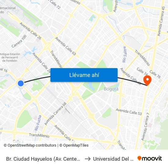 Br. Ciudad Hayuelos (Av. Centenario - Av. C. De Cali) to Universidad Del Área Andina map
