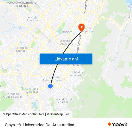 Olaya to Universidad Del Área Andina map