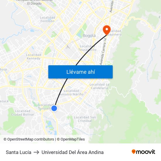 Santa Lucía to Universidad Del Área Andina map