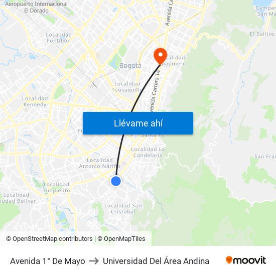 Avenida 1° De Mayo to Universidad Del Área Andina map