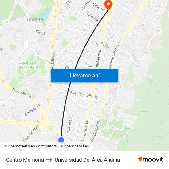 Centro Memoria to Universidad Del Área Andina map