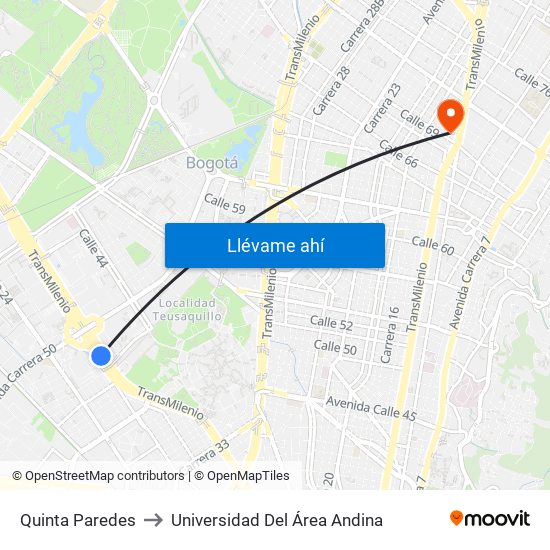 Quinta Paredes to Universidad Del Área Andina map