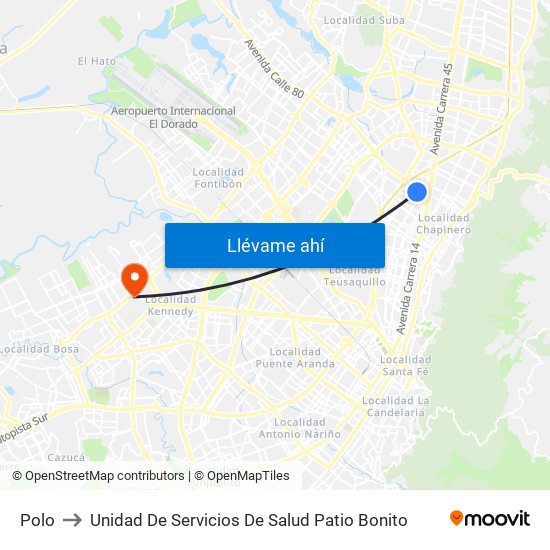 Polo to Unidad De Servicios De Salud Patio Bonito map