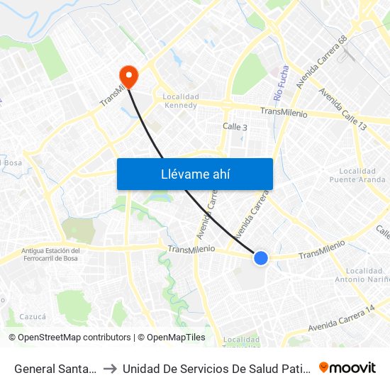 General Santander to Unidad De Servicios De Salud Patio Bonito map