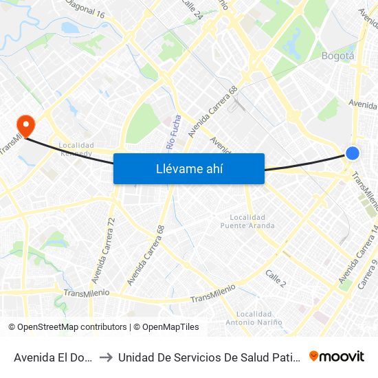 Avenida El Dorado to Unidad De Servicios De Salud Patio Bonito map