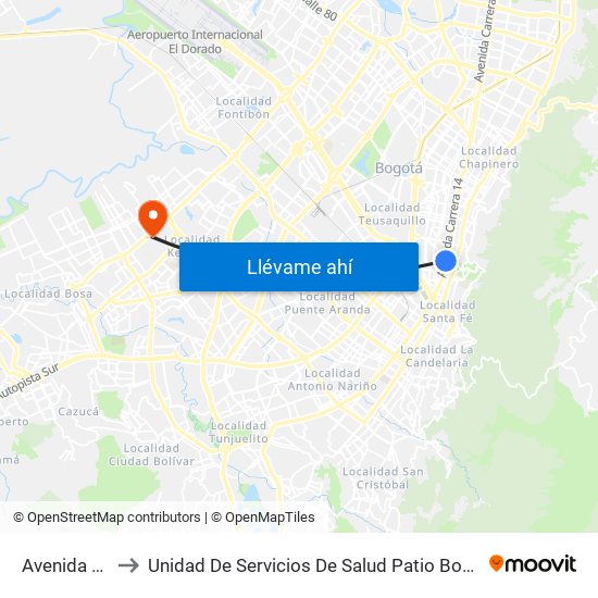 Avenida 39 to Unidad De Servicios De Salud Patio Bonito map