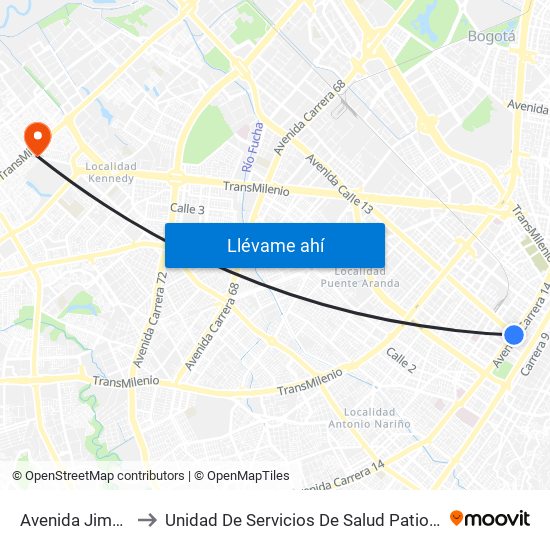 Avenida Jiménez to Unidad De Servicios De Salud Patio Bonito map