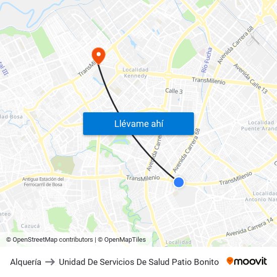 Alquería to Unidad De Servicios De Salud Patio Bonito map