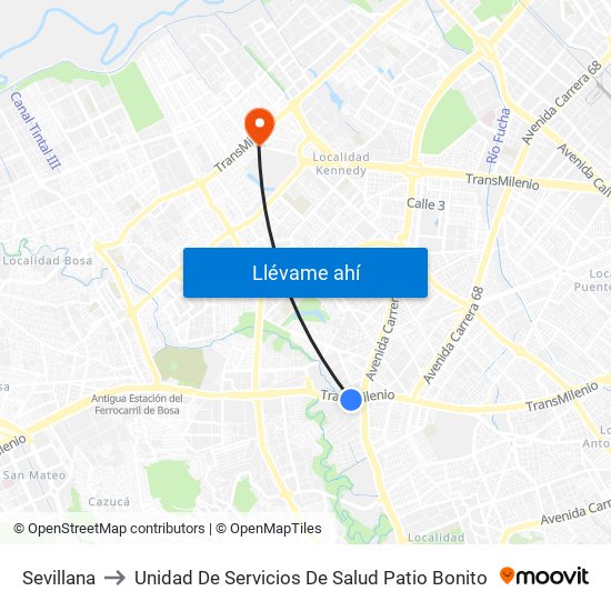 Sevillana to Unidad De Servicios De Salud Patio Bonito map