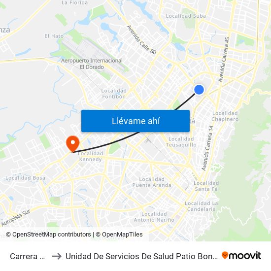 Carrera 47 to Unidad De Servicios De Salud Patio Bonito map