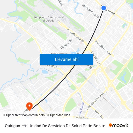Quirigua to Unidad De Servicios De Salud Patio Bonito map