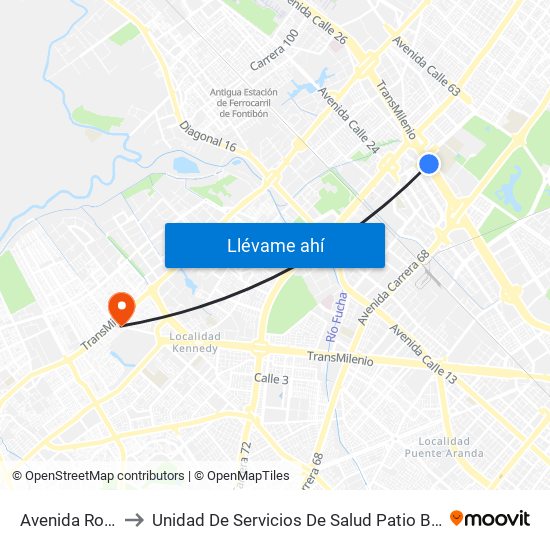 Avenida Rojas to Unidad De Servicios De Salud Patio Bonito map