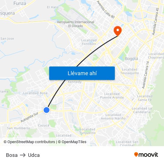 Bosa to Udca map